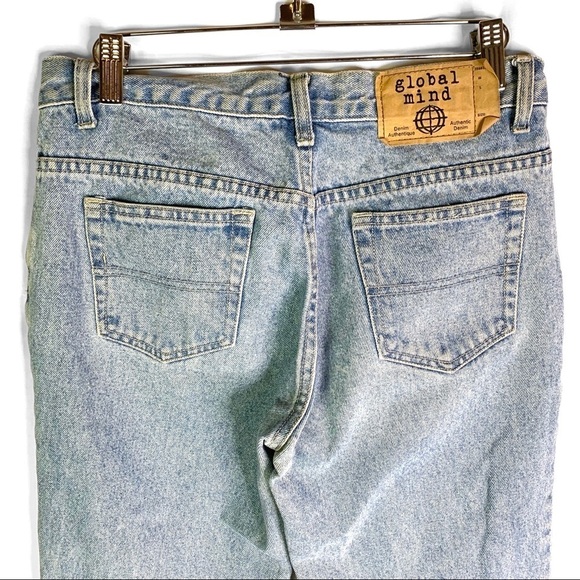 VINTAGE GLOBAL MIND BLUE WASHED JEANS 100% COTTON DENIM STRAIGHT CUT  WOMEN 28 - Picture 8 of 17